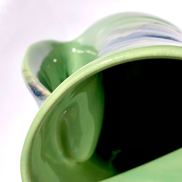 Left Handed Mug Neher Signed Pottery Green Blue Drip Glossy Glaze 2017 Tall Cup - Picture 12 of 15